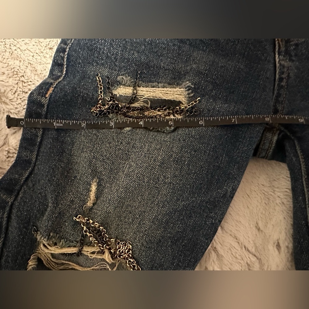 Guess Dark Blue Sexy Curve Distressed with Chains Jeans - Picture 4 of 16